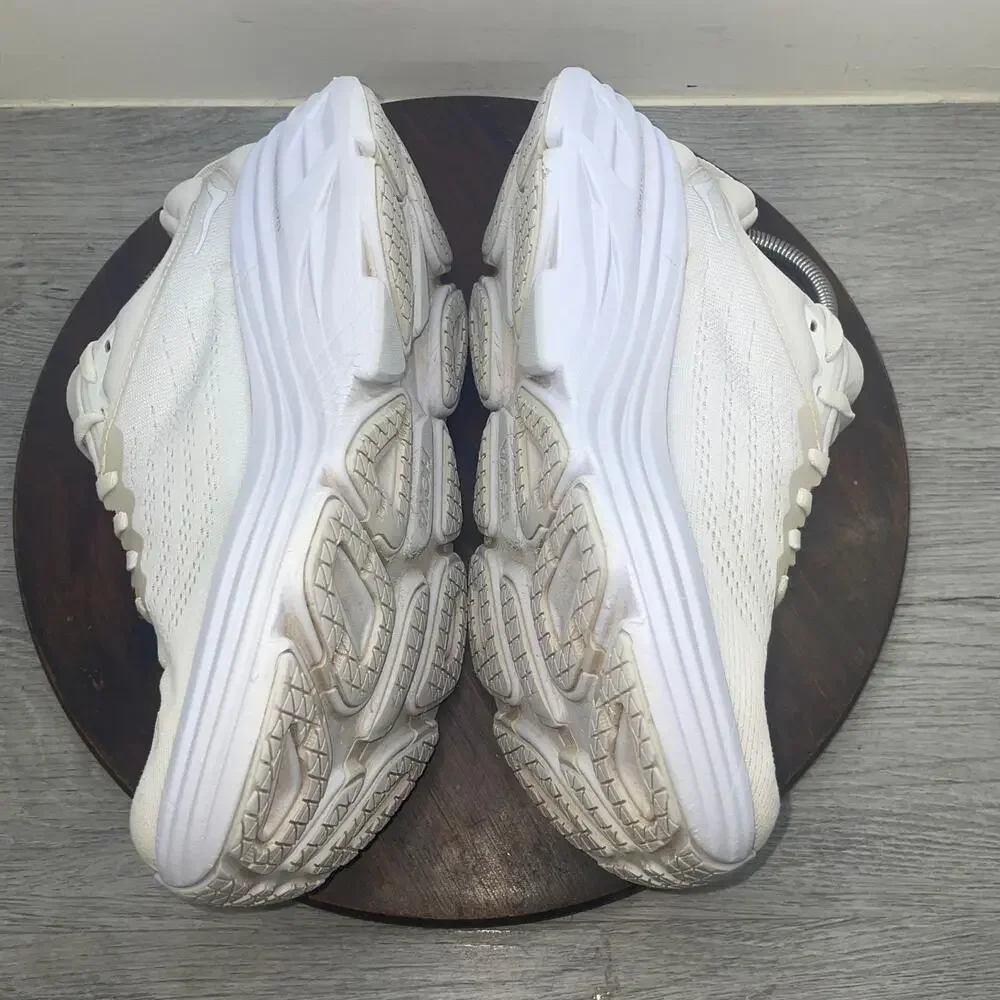 Hoka One One Bondi 8 Womens Size 8.5 White Athletic Running Shoes Sneakers